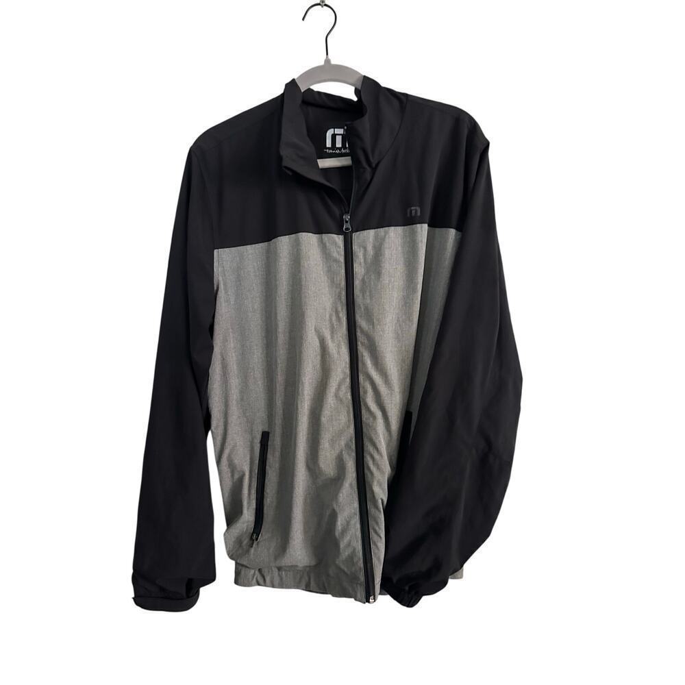 Travis Mathew Men's Black Gray Colorblock Full Zip Jacket Size Large